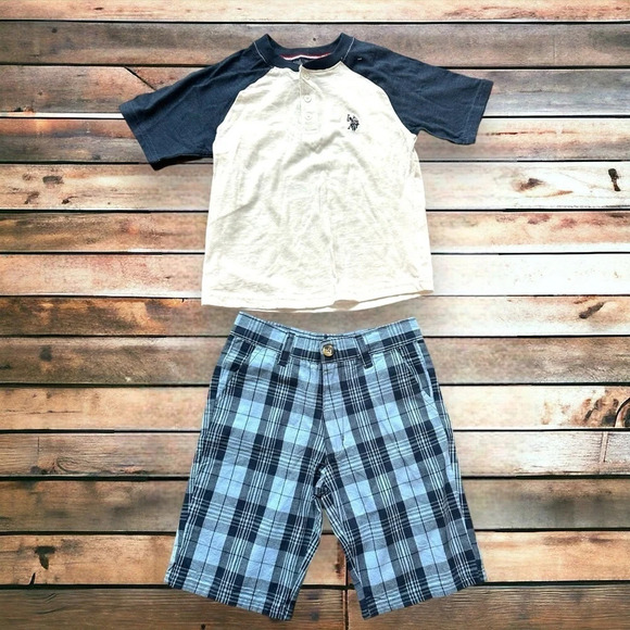US POLO ASSN boys 5/6‎ summer short outfit - Picture 2 of 5